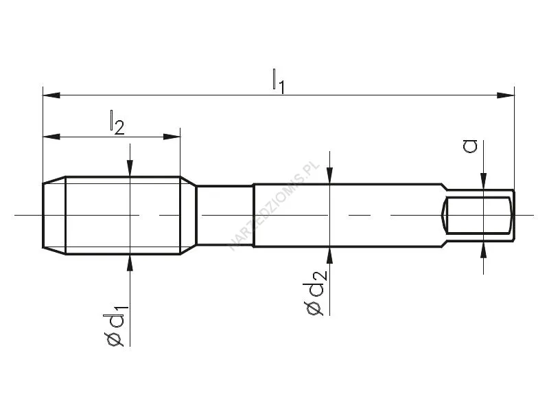 Rysunek techniczny: Gwintownik maszynowy ogólnego przeznaczenia NGRa/1 DIN 5157/1-D G 1" HSS